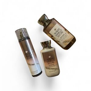 Bath & Body Works Warm Vanilla Sugar Body Wash Set - Gold and Cream